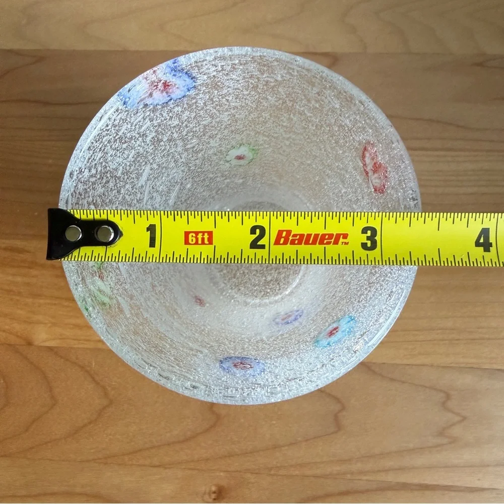 Crate & Barrel Zazz Hand Blown Double Old Fashioned Glass Millefiori Bubble C&B